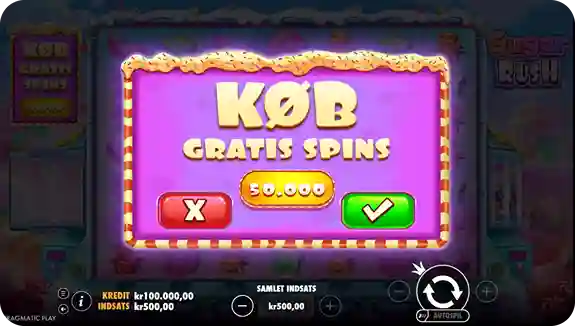 Sugar Rush online casino bonus buy funktion køb gratis spins